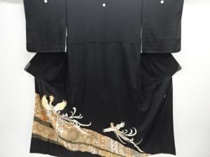 作家物　鳳凰に華文・更紗模様刺繍留袖（比翼付き）